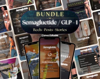 GLP-1 Weight Loss Instagram Templates, Semagluetide Social Media (Canva Editable)