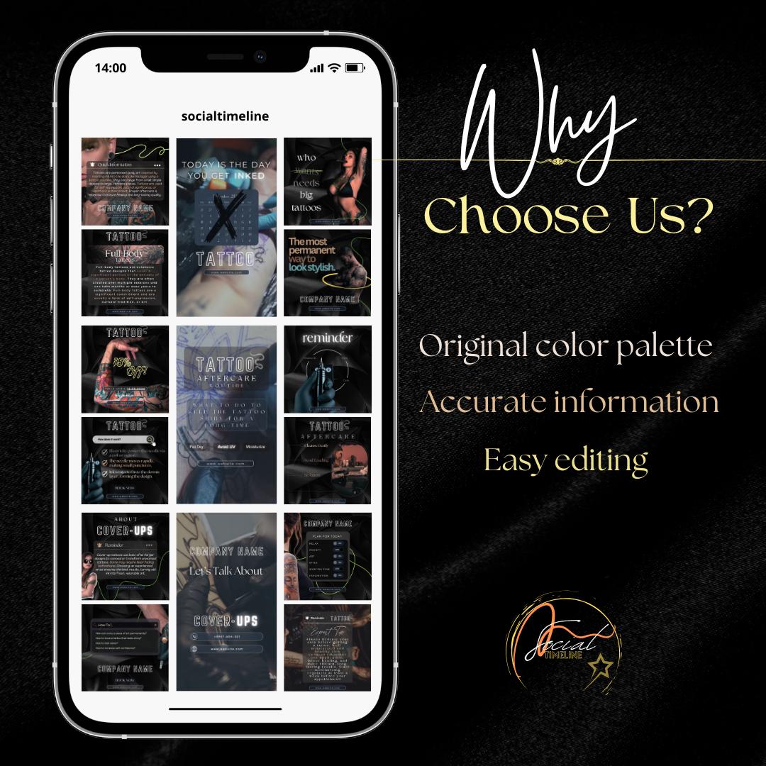 115 Tattoo Artist Instagram Templates Bundle, Tattoo Video Reels, Tattoo Artist Social Media ...