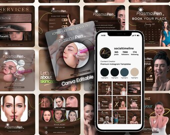 Plasma Pen Instagram Templates: Skincare Social Media Kit (Canva Editable)