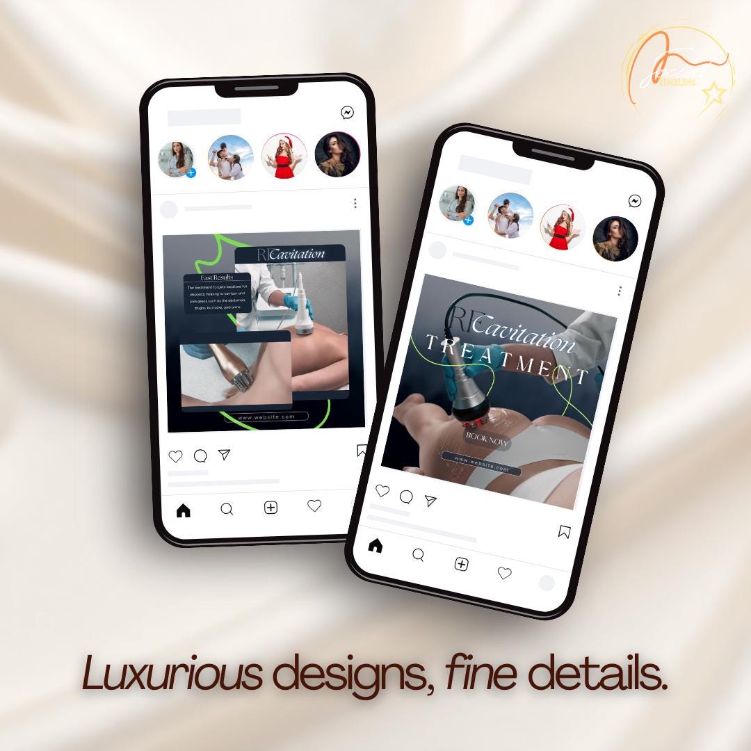 RF Cavitation Instagram Templates: Body Sculpting Social Media ...