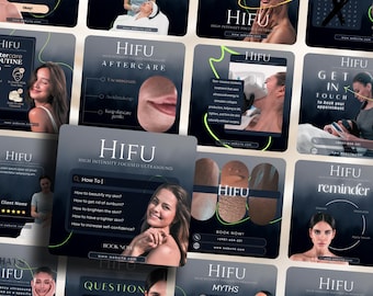 HIFU Facial Instagram Templates: Skincare Social Media Kit (Canva Editable)