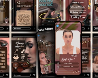 Makeup Artist Instagram Templates: MUA Social Media Branding (Canva Editable)