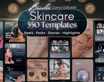 500+ Skincare Instagram Templates: Hydrafacial, HIFU, Microneedling, Chemical Peel (Posts, Reels, Stories)