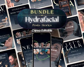 Hydrafacial Instagram Templates Bundle: Skincare Social Media (Canva Editable)