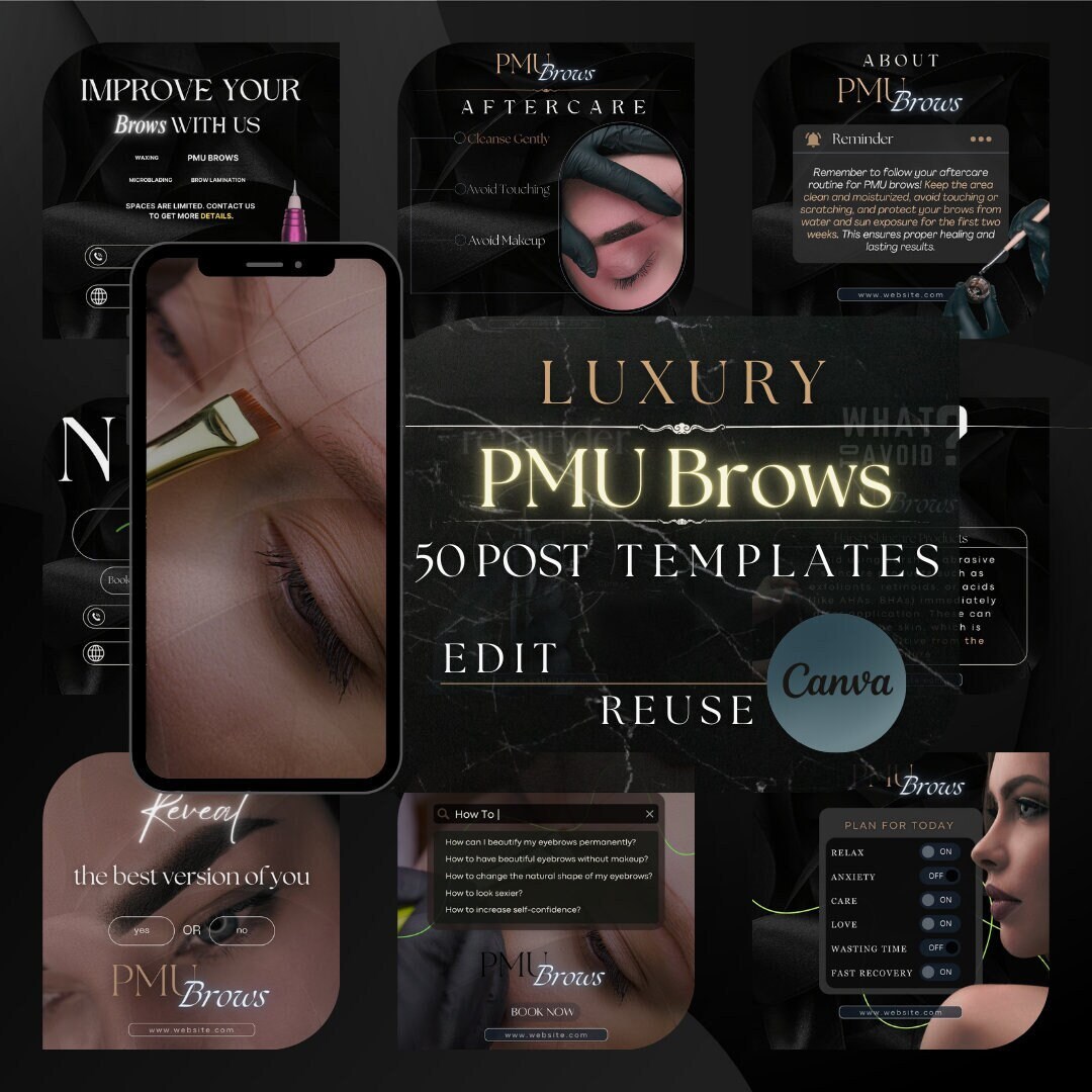 Microblading Instagram Post Templates, PMU Instagram Template ...