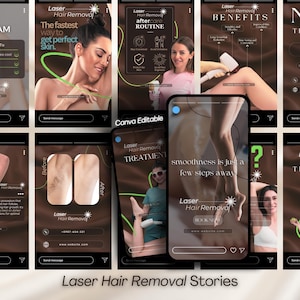 Laser Hair Removal Instagram Templates: Customizable Marketing Templates (Canva Editable)