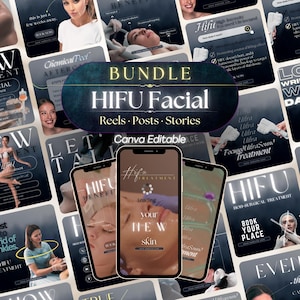 HIFU Gesichts Instagram Vorlagen: Hautpflege Social Media (Canva Editierbar)