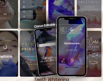 Teeth Whitening Reels Templates: Dentist Marketing, Canva Editable (4K UHD)