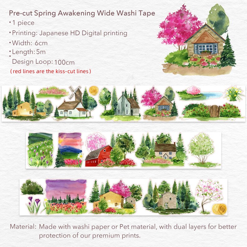Precut Spring Awakening Wide Washi/pet Tape Etsy UK
