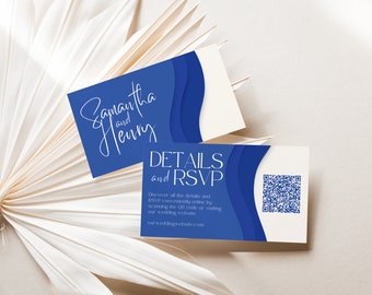 Bearbeitbare Antwortkartenvorlage für Hochzeiten mit QR-Code Antwortkarte | Digitaler Download