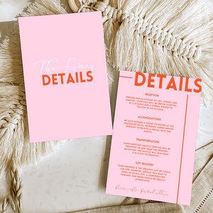 Modelo de cartão de detalhes do casamento | Inserção corajosa brilhante moderna do convite de casamento | Cartão colorido do cerco do casamento de <br> Entrega Rápida? Artigos de papelaria para casamento