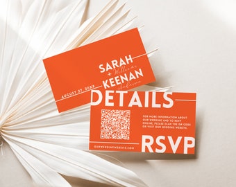 Minimalistische Hochzeit Antwortkarte Vorlage | QR-Code Details | Digitaler Download
