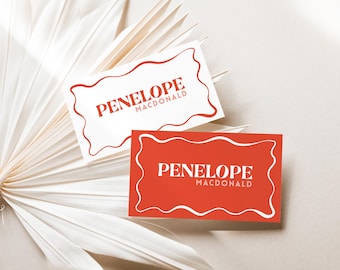 Wavy Wedding Place Card Template | Editable Canva Design | Digital Download