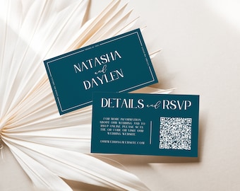 Benutzerdefinierter QR-Code Hochzeit Antwortkarte Vorlage | Bearbeitbarer digitaler Download