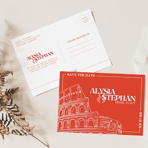 Modèle "Retenez cette date" italien moderne | L'Italie fait gagner sa carte postale pour mariage | Papeterie personnalisée | Téléchargement numérique instantané