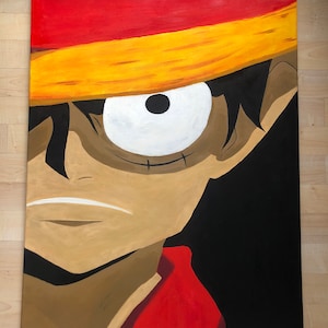 Monkey D. Luffy - One Piece - 80 x 60 cm Peinture Acrylique/Huile Canva Pièce Unique