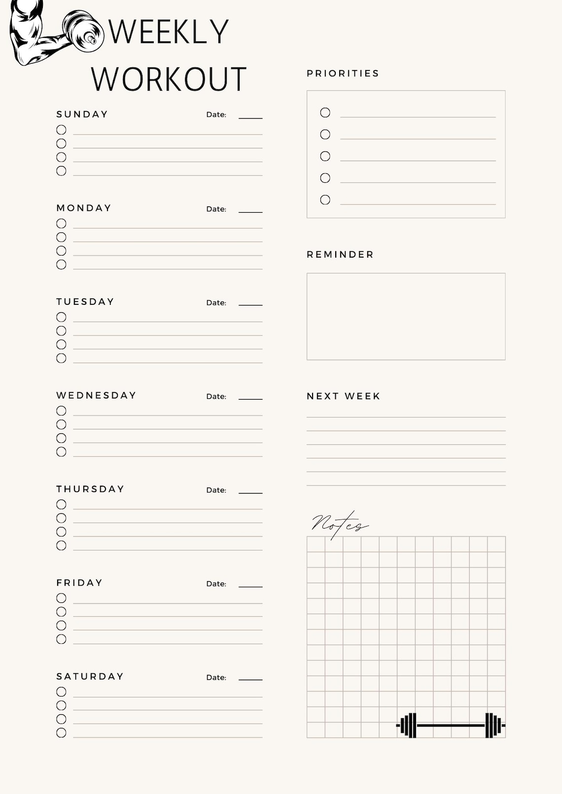 Advanced Weekly Workout Template.pdf Weekly Workout Planner,fitness Schedule Template, Exercise Log,gym ...
