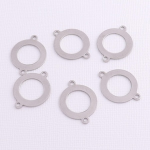 Stainless Steel Jewelry Connector, Silver Circle Jewelry Link, Flat Round Connector, Silver Round Connector for Jewelry Making Supply