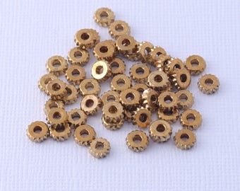 Raw Brass Heshi Spacer Bead, 6mm