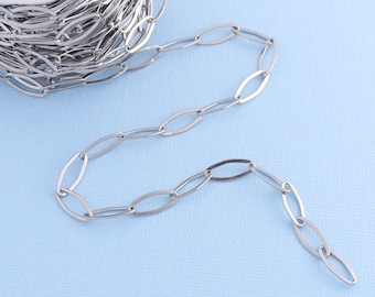 Stainless Steel Large Link Silver Chain, Bulk Charm Necklace Chain