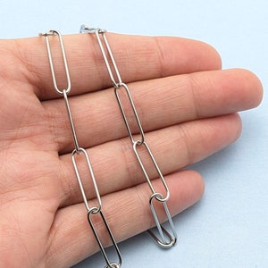 Stainless Steel Chain, Silver Paperclip Chain, Paperclip Chain, Bulk Chain, Chain by the Foot, Charm Necklace Chain