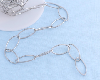 Stainless Steel Large Link Chain, Bulk Silver Chain by the Foot