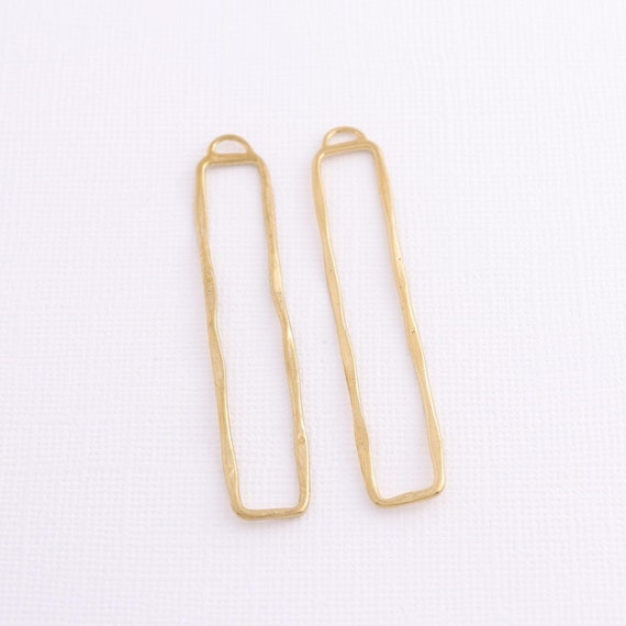 Raw Unplated Brass Rectangle Earring Connectors, Chandelier Earring Connector, Earring Findings for DIY Jewelry Making