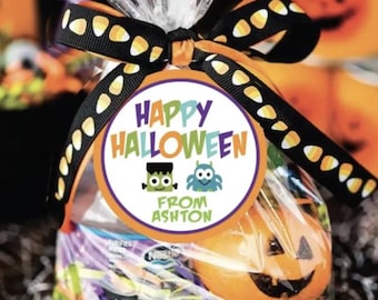 Gepersonaliseerde stickers halloween traktatiezakje | Set van 24 inch