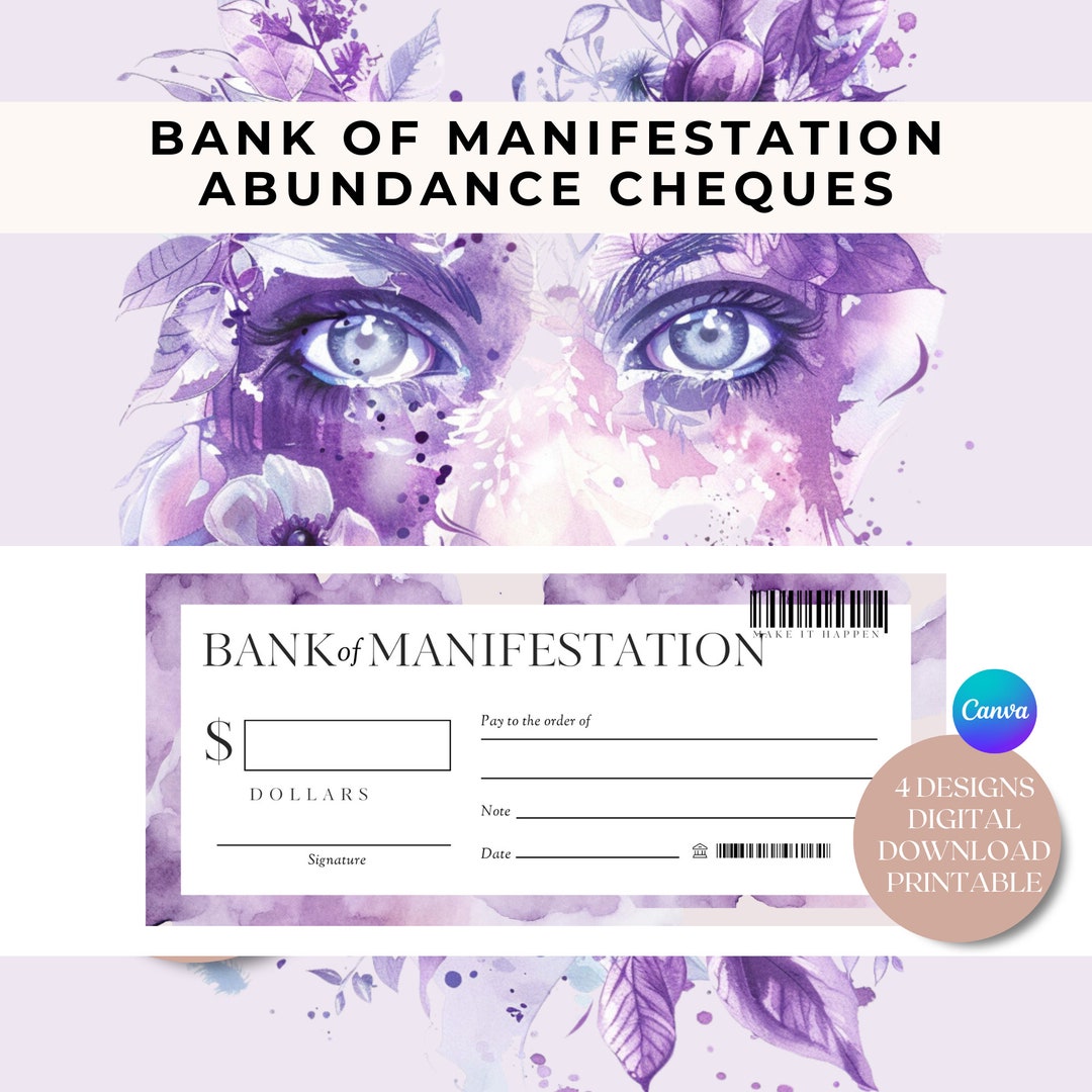 Manifestation Checks Printable Law of Attraction Checks Law of ...
