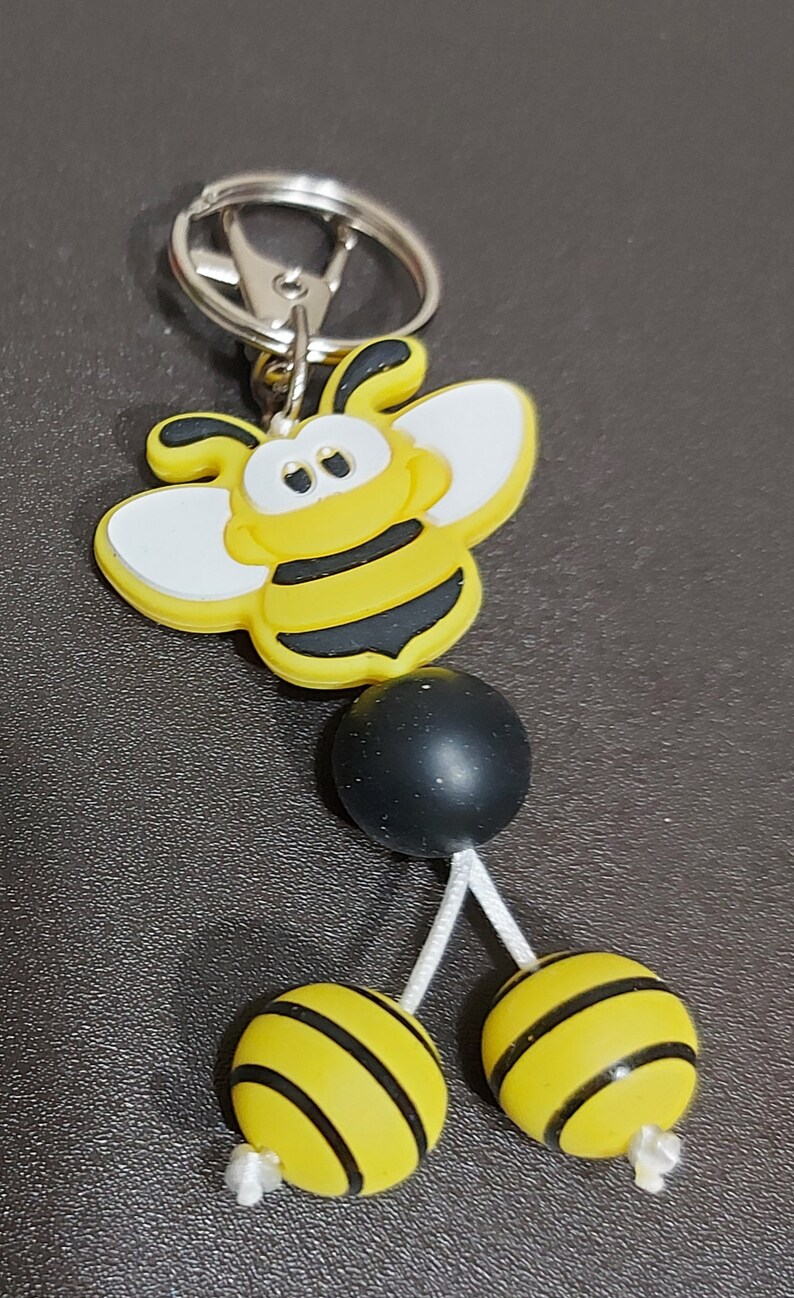 Encanto de mochila/tirador de cremallera con cuentas de silicona de abeja imagen 5