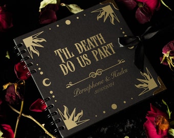 Personalised Gothic Wedding Guestbook - Til Death Do Us Part - Alternative Goth Valentine's Gift - Hardback Cover Photo Album - Custom Names