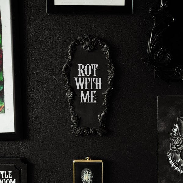 Personalised Coffin Ornate Wall Hanging / Handmade Gothic Home Decor / Custom Text/Phrase/Quote / Dark Academia Plaque