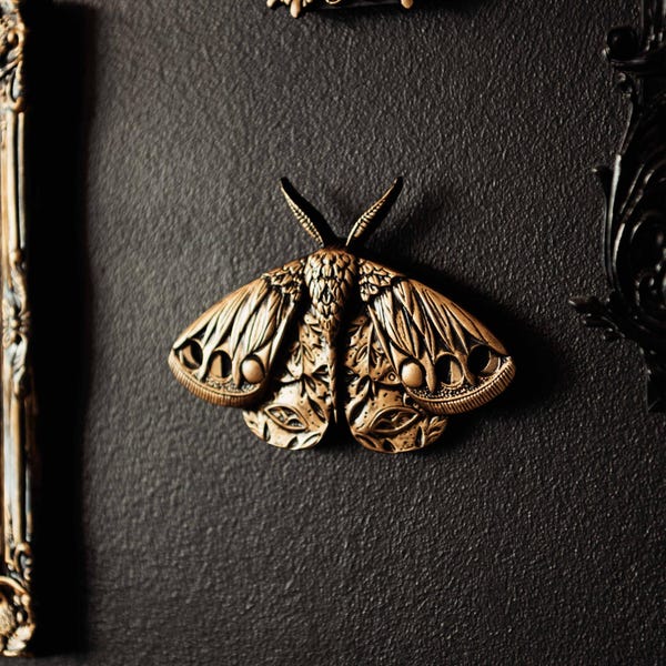 Ornate Moth Wall Hanging / Gothic Entomology Wall Decor / Handmade Moth Plaque / Alternative and Goth Decor by House of Persephone
