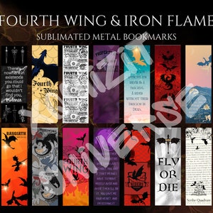 Iron Flame Metal Bookmarks, Fourth Wing Bookmarks, Gifts for Book Readers, Xaden and Violet Romantasy Bookmarks, Fantasy Page Markers image 1