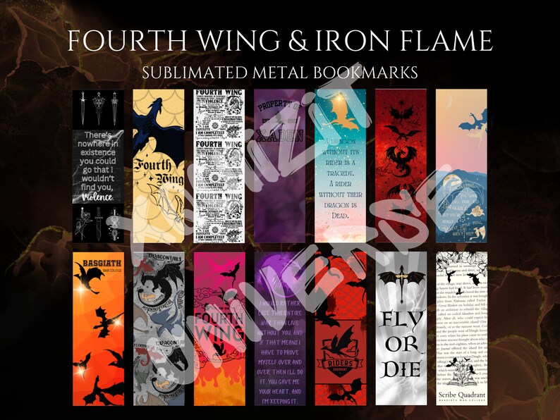Iron Flame Metal Bookmarks, Fourth Wing Bookmarks, Gifts for Book Readers, Xaden and Violet Romantasy Bookmarks, Fantasy Page Markers image 1