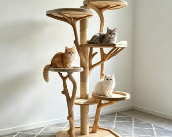 Outdoor custom-made teak cat tree , indoor cat tower