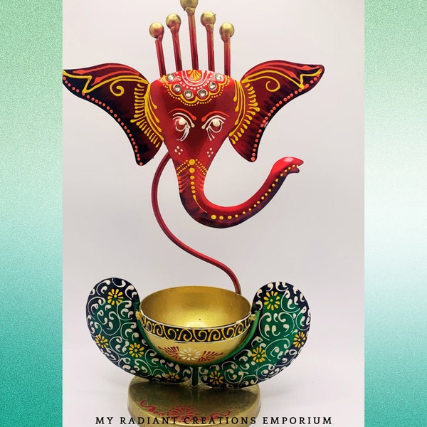 Rajasthani Handicrafts: -Ganesh candle stand,   Length 10.5, Width 7"