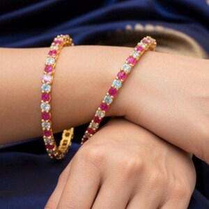Ruby stone bangles: one pair
