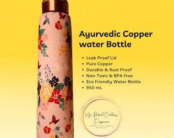 Ayurveda Pure Copper Bottles for Water with Leak Proof Lid | Ayurvedic Copper Bottle for Health Benefits - 950 ML