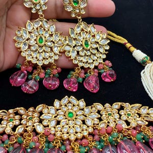 Moissanite Polki kundan choker with earrings/polki kundan/choker