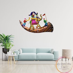 King on Elephant Ride Metal Frame wall decor  Dimension Length 22 inch X Height 15 Inch X Width .75 Inch