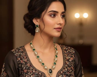 Moissanite Polki Kundan Necklace & Earrings: Sabyasachi Inspired Design