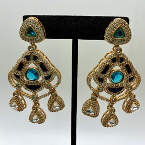 Moissanite polki kundan earrings/polki kundan/meenakari kundan/long/designer earrings/earrings/fusion