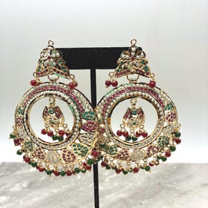 Jadau goudpoets oorbellen/chand Bali oorbellen/jhumka/jadau kundan oorbellen/designeroorbellen/ kundan/statement oorbellen/Jadau/bali