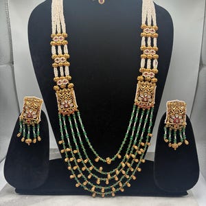 Tyaani inspired moissanite Kundan long multi layer Necklace with choker & Earrings/sitahaar/wedding/party/kundan/Rajwari jewelry/moissanite