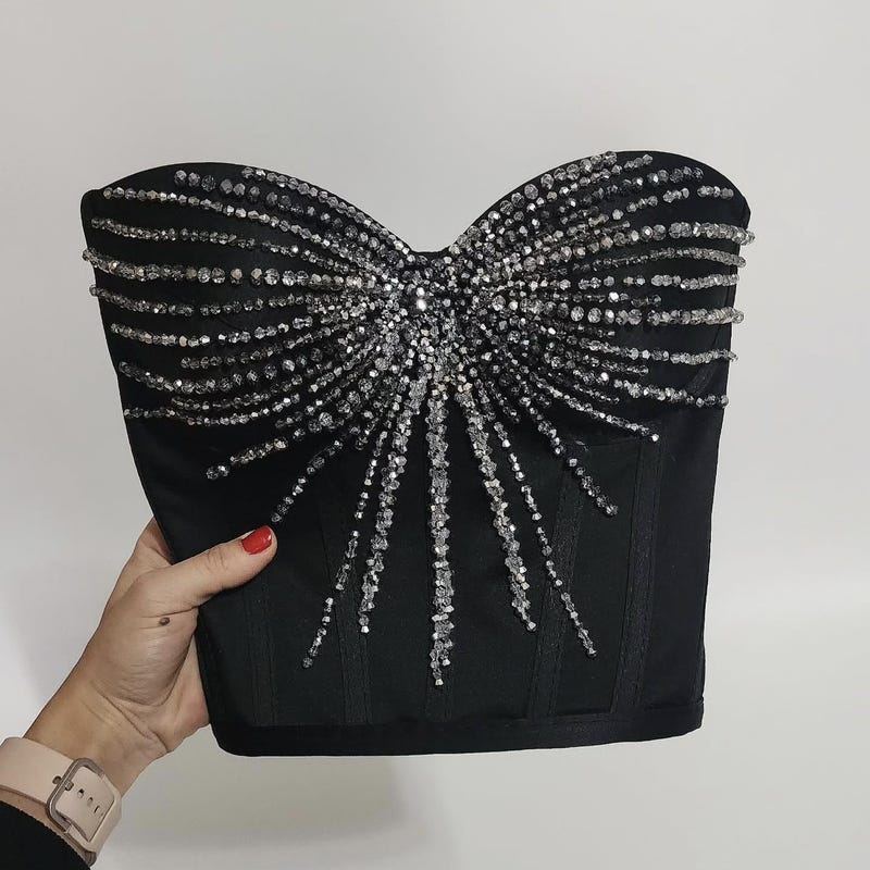 Concert rhinestone corset top - Black main image 1