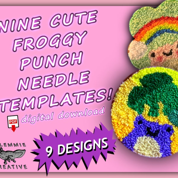 Punch Needle Template, Coaster & Mug Rug, Punch Needle Pattern, Frog Punch Needle