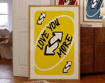 Retro Playing Card Wall Art: Love You More - Vintage Game Room Decor