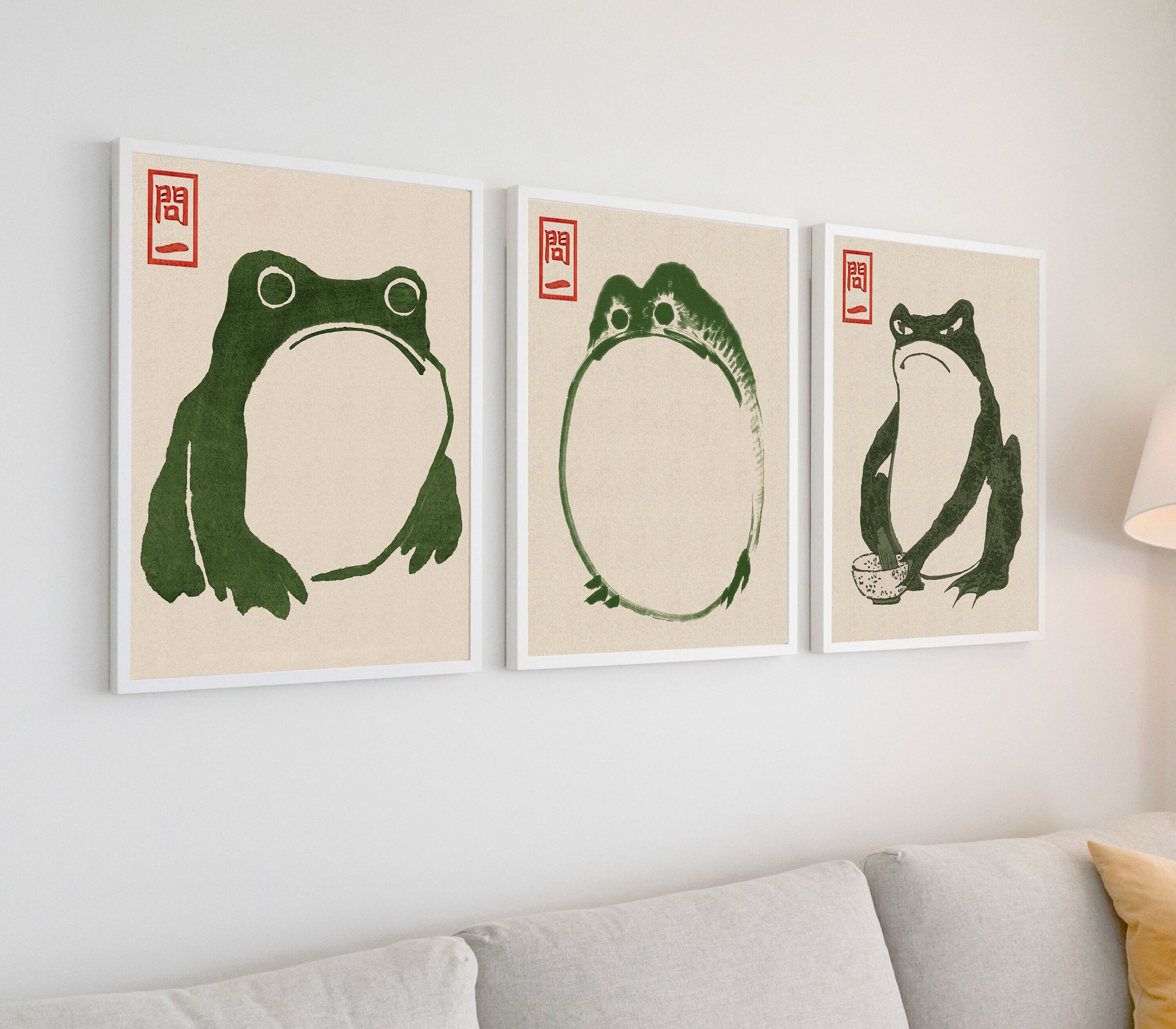 Japanese Frog Matsumoto Hoji Toad Set of 3 Woodblock Art Print Vintage ...