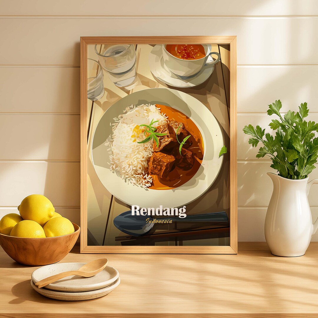 Indonesian Rendang Kitchen Art Food Illustration Indonesia Decor - Etsy
